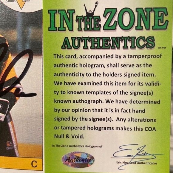 1985 Topps Mario Lemieux #9 Signed Autographed Rookie Authentic by IN THE ZONE - Picture 5 of 5